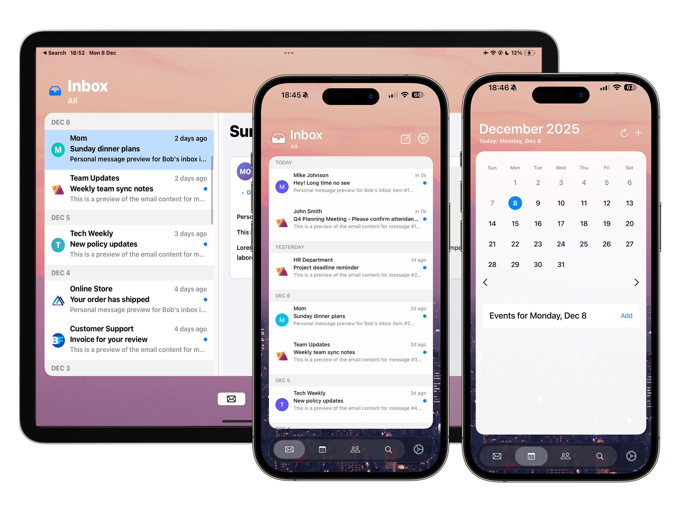 Mail App for Outlook Screenshots